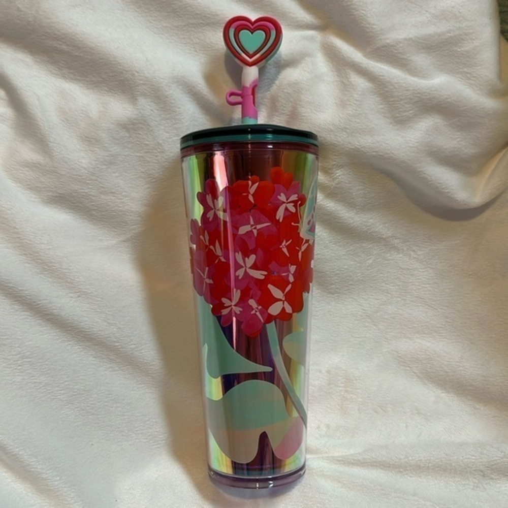 Starbucks Valentines Heart Pink Red Silicone Straw Cover 24oz Tumbler Venti